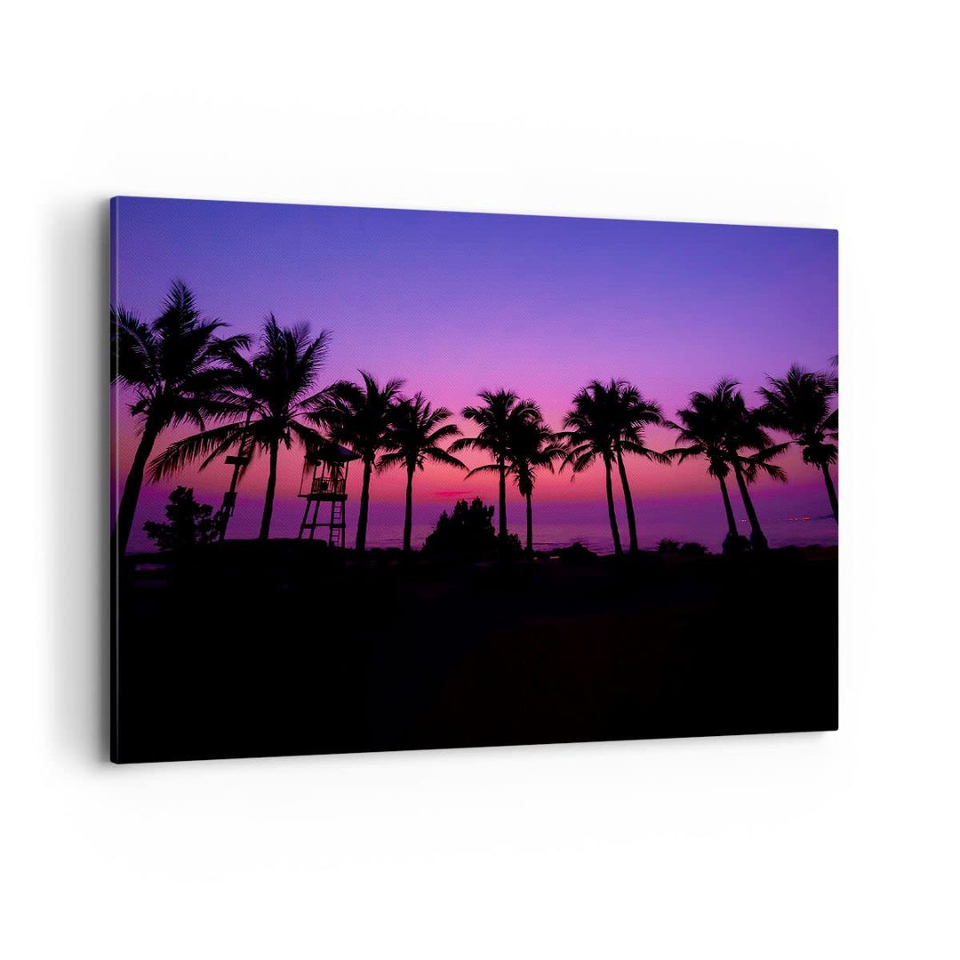 Bilder auf Leinwand 100x70cm Leinwandbild Sonnenuntergang dämmerung sonne palme Gross Wanddeko Bild