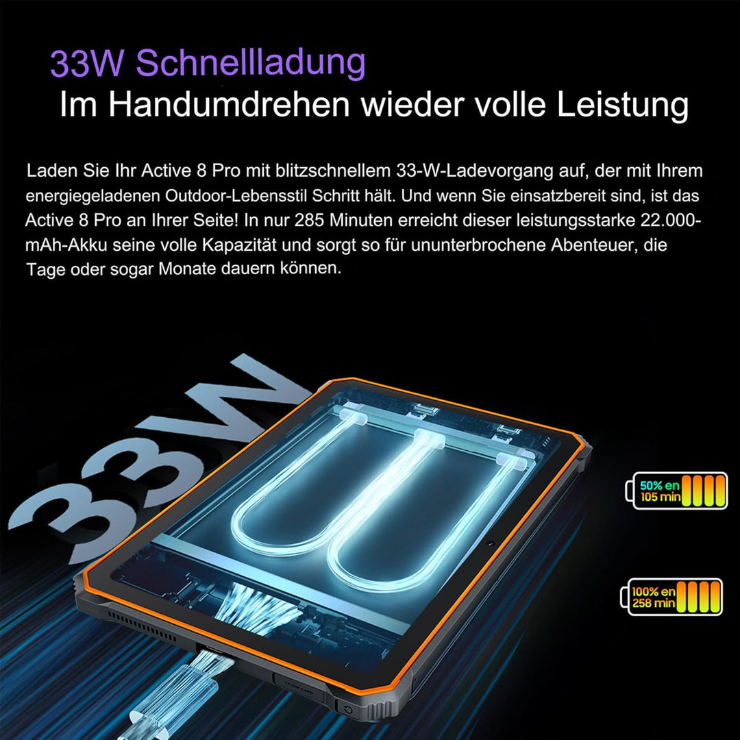 Blackview - Active 8 Pro - Wasserdichtes, stossfestes Tablet - Android 13-256 GB ROM / 8 GB RAM - 22