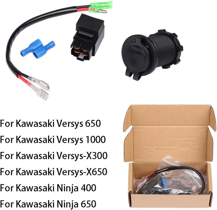 MOQIAOSEIKO Motorrad Ladegeräte Dual USB Ladegerät mit Relais Batterieladegerät für Kawasaki Versys6