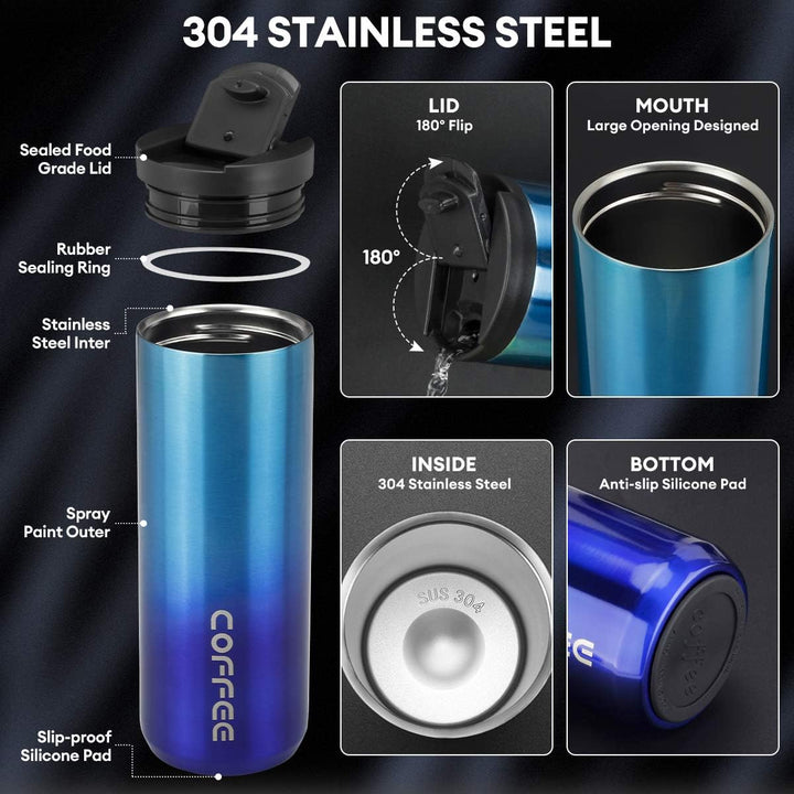 lalafancy Thermobecher 350ml/500ml Kaffeebecher-to-go, Isolierbecher Edelstahl Travel Mug Wiederverw