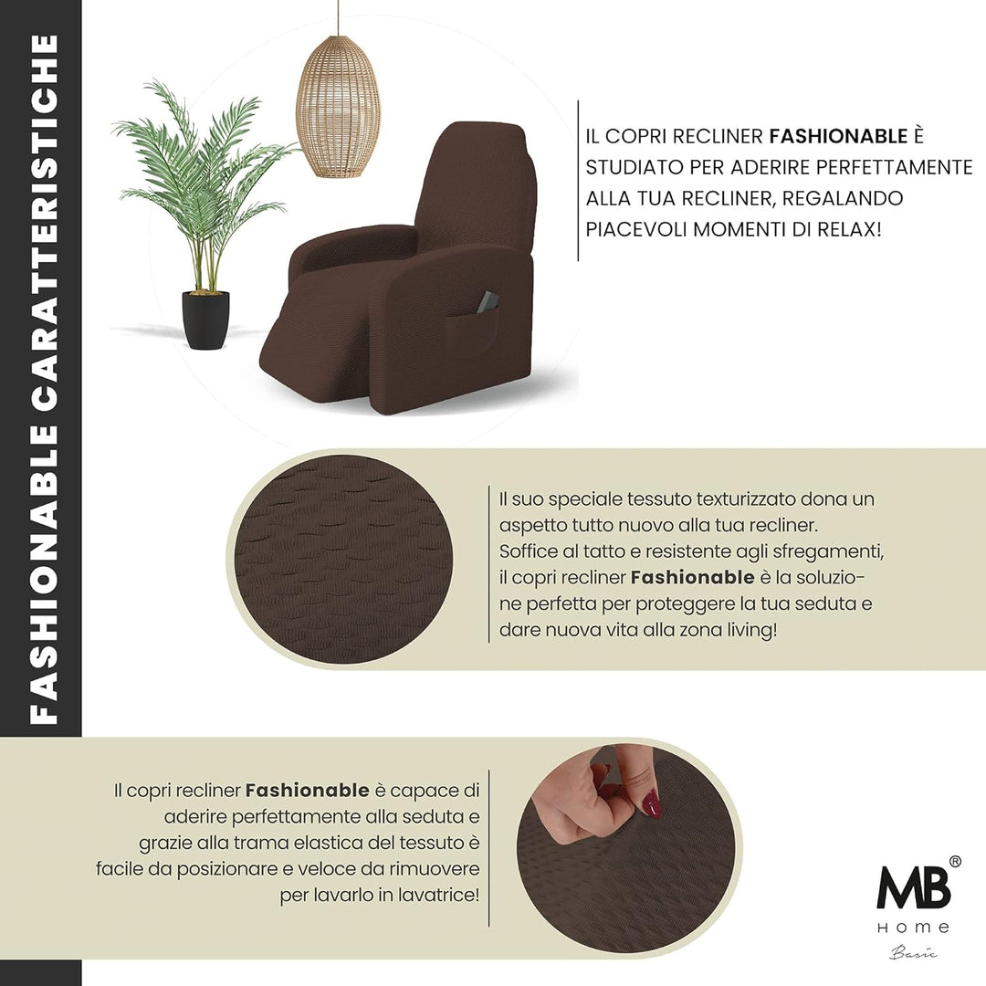 Italian Bed Linen Zurückklappbare sesselabdeckung “Fashionable”, Leinwand, Braun, Standardgrösse Sta