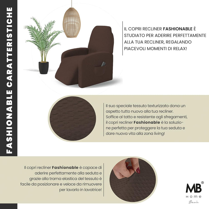 Italian Bed Linen Zurückklappbare sesselabdeckung “Fashionable”, Leinwand, Braun, Standardgrösse Sta
