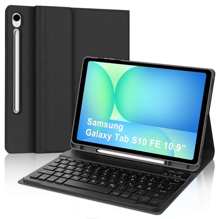 Hülle mit Tastatur für Samsung Galaxy Tab S10 FE 10.9"/S9 FE/S9 10.9" 2025, Tastatur QWERTZ deutsche