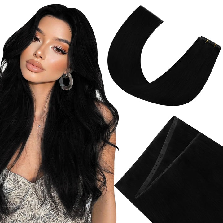 Ugeat Butterfly Extensions Echthaar Schwarz Butterfly Weft Extensions Echthaar Schwarz 45 cm Remy OV