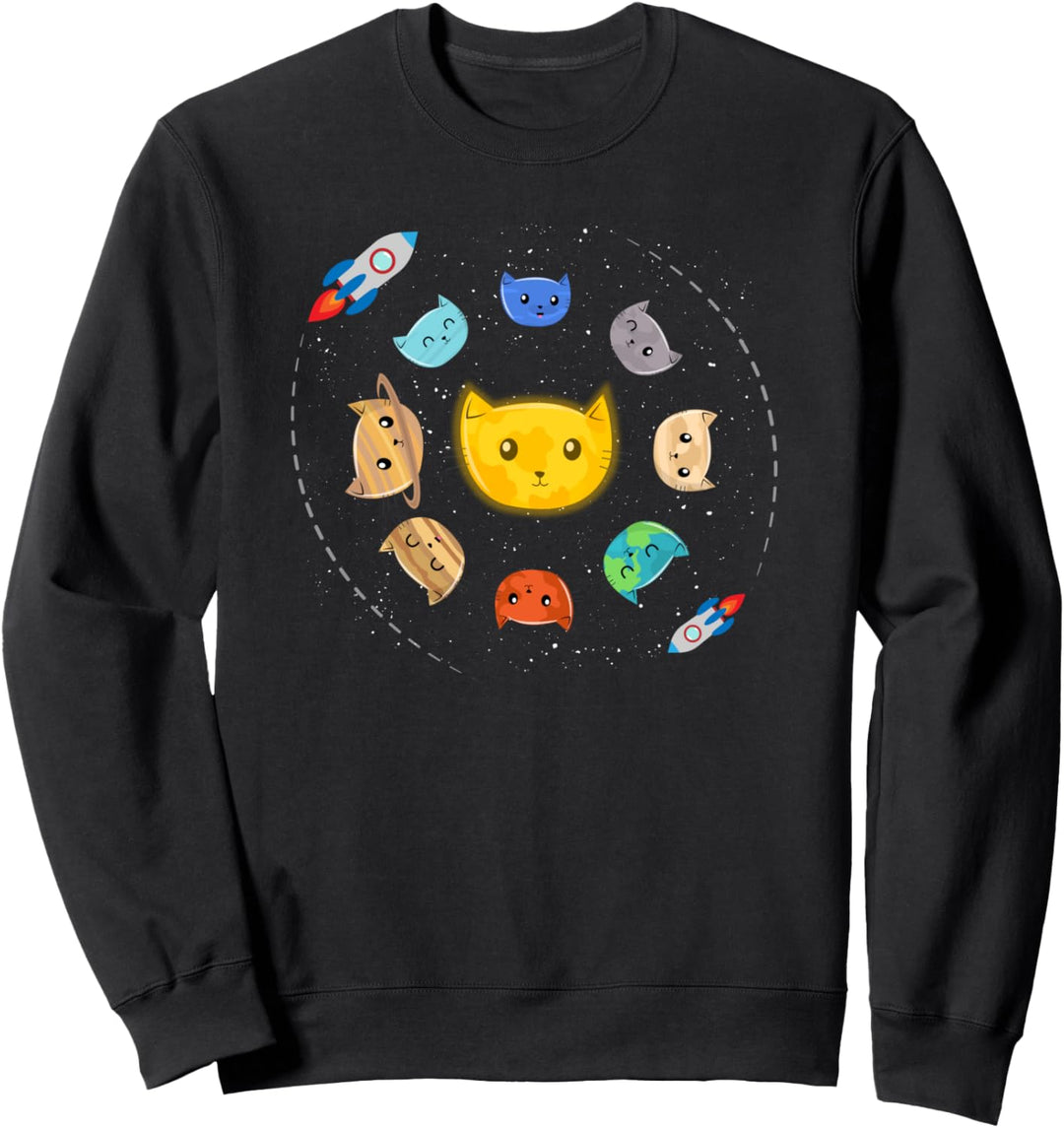 Katzen im Weltall - Katzenköpfe mit Rakete - Tiere Sweatshirt