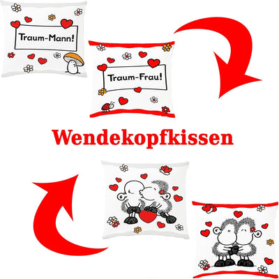 JACK Renforcé Partner Bettwäsche Sheepworld 4 TLG. Traum Mann & Frau 135x200cm Wendebettwäsche Schaf