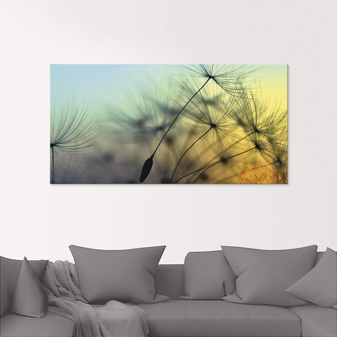 ARTland Glasbilder Wandbild Glas Bild einteilig 50x50 cm Quadratisch Natur Blumen Pusteblume Sonnenu