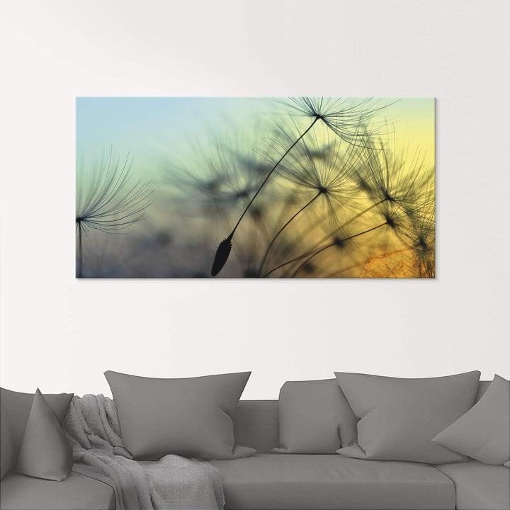 ARTland Glasbilder Wandbild Glas Bild einteilig 50x50 cm Quadratisch Natur Blumen Pusteblume Sonnenu