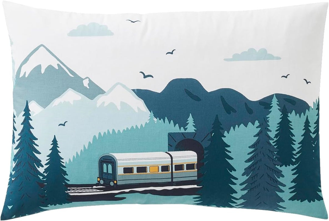 Vertbaudet Bettwäsche Bettbezug + Kissenbezug Kinder auf den Schienen, 140 x 200 cm, Kissenbezug 50