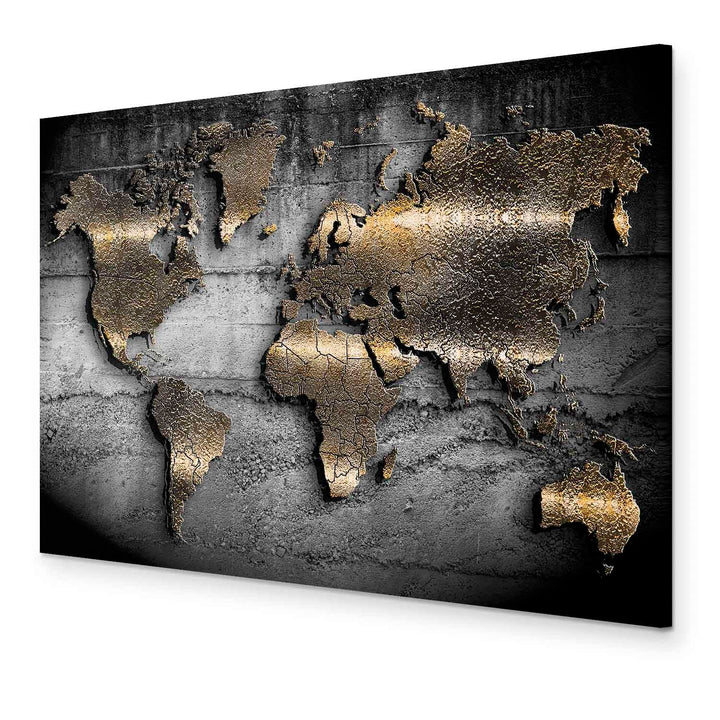 B&amp;D XXL - Handart Weltkarte Kunstdruck auf Leinwand 120x80 cm 1 tlg Kunstbilder wie Handbemalte Wand
