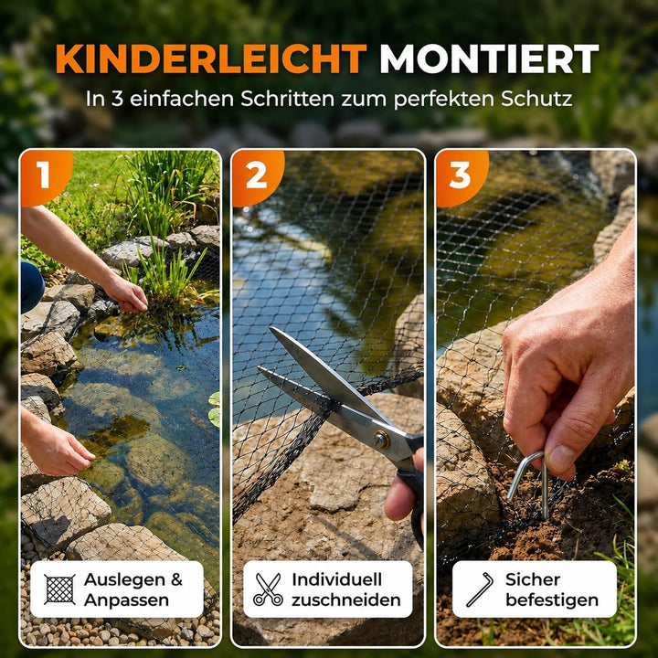 Teichnetz & Vogelschutznetz robust - 15x15mm feinmaschig - UV & witterungsbeständig - Netz gegen Vög