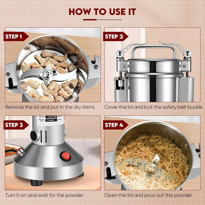 Kotsy Getreidemühle, 150 g, tragbar, 850 W, elektrische Gewürzmühle, 3 Klingen für verschiedene Getr