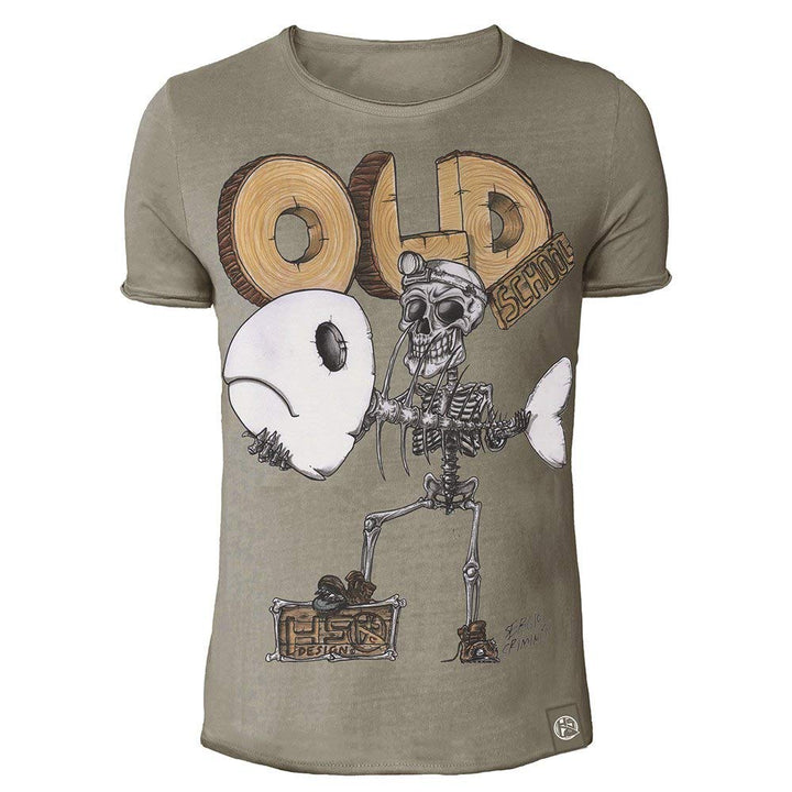 HOTSPOT DESIGN Vintage T Shirt Old School 2.0, Angler T-Shirt XL Grün, XL Grün
