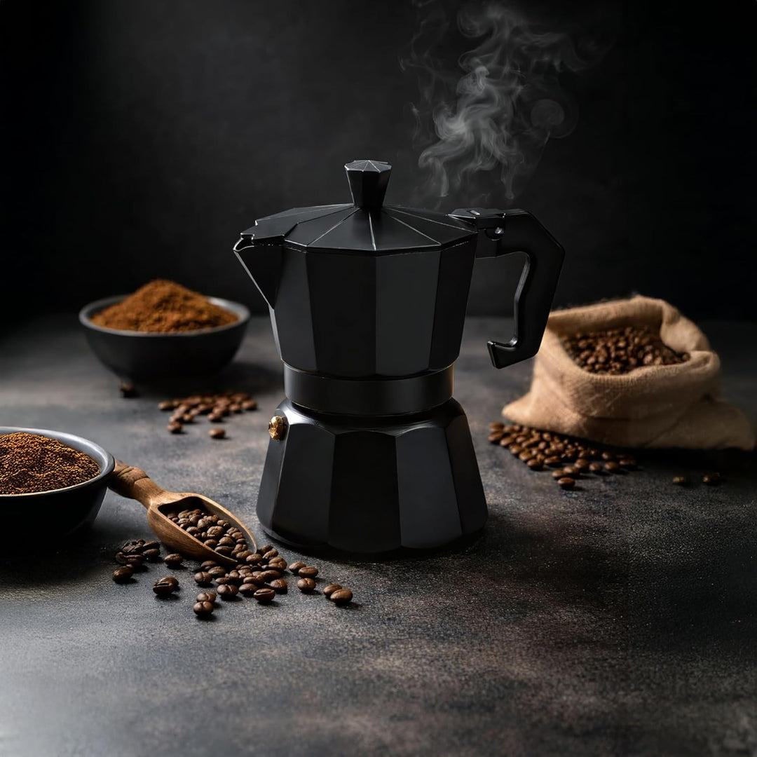 STONELINE Espressokocher Induktion aus Aluguss 170 ml, 4 Tassen, für alle Herdarten, Italienischer K