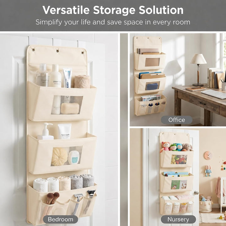 OMJMYY Hängeorganizer Tür 3-Schichten 40x90cm Für Schlafzimmer, Beige | Aufbewahrung Hängend, 3 Hake