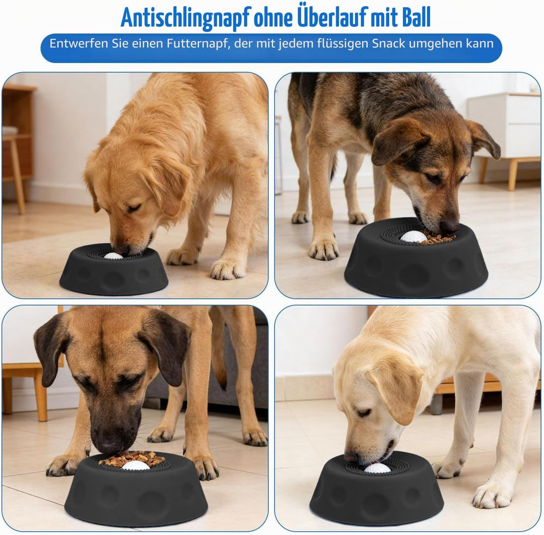 Schleckball Slow Feeder für Hund,Silikon Leckspielzeug mit Anti-Rutschbasis Schwarz, Schwarz