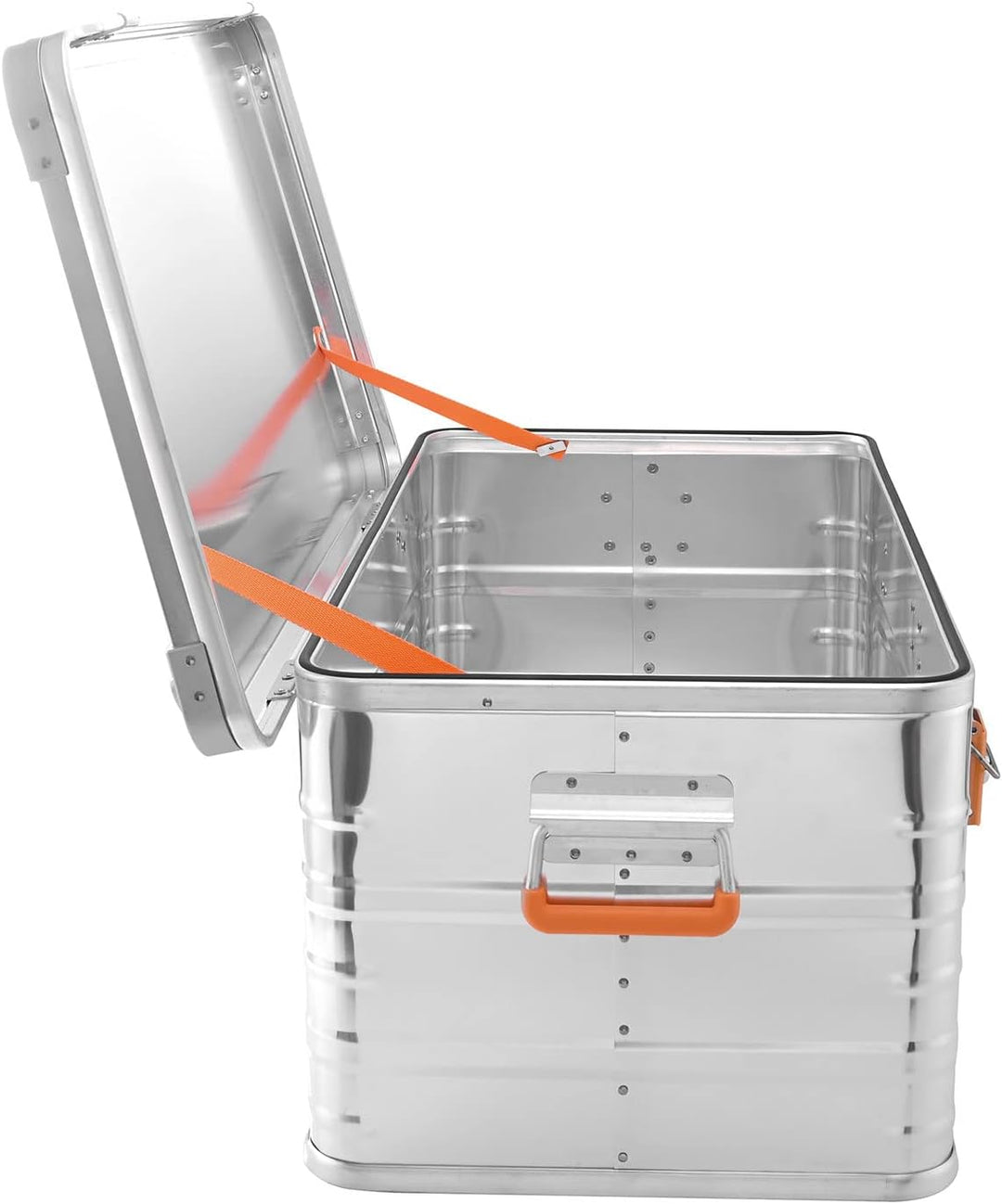 ALUBOX Alukiste abschliessbar E92 - Premium Aluminium Lagerbox 92 Liter - Deckel mit Aluminium Druck