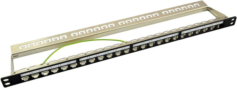 LogiLink NK4040 Keystone Patchpanel/Verteilerfeld für 24 Buchsen, geschirmt, 0.5 HE (Höheneinheit) s