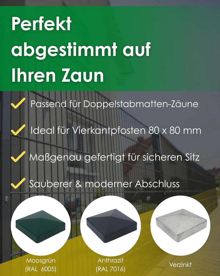 Zaundirekt Alu Pfostenkappe 80x80mm in RAL 7016 Anthrazit