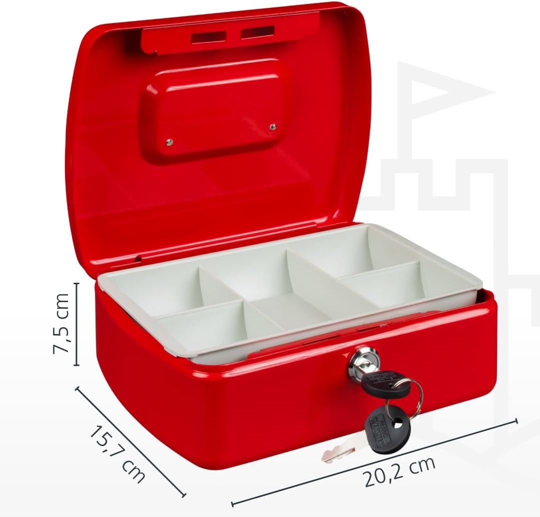 Burg-Wächter Geldkassette abschliessbar mit Schlüssel und Hartgeldeinsatz, Stahlblech, Office 2207,