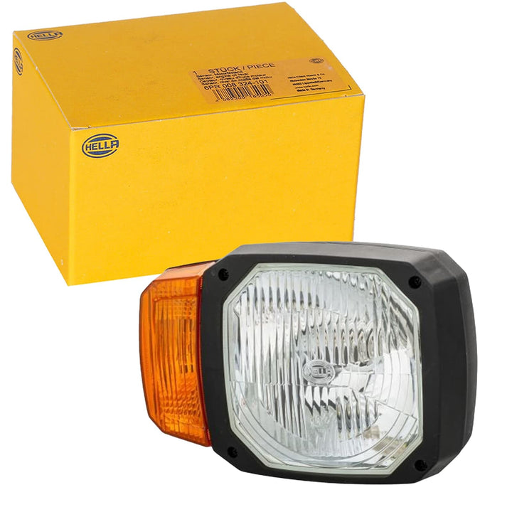 HELLA - Halogen-Hauptscheinwerfer - 12V - Einbau - Lichtscheibenfarbe: gelb - Stecker: DEUTSCH Steck