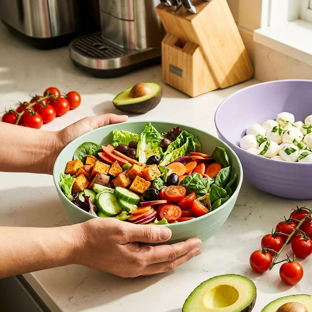 Greentainer Unzerbrechliche grosse Müslischalen – 2,25 l Kunststoff leichte Salat-, Suppen-, Obstsch
