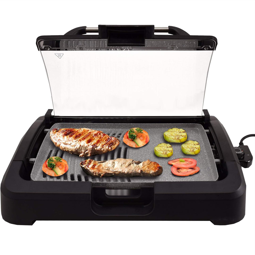 Syntrox Germany TG-2200W elektrischer Tischgrill mit Keramik Grillplatte Elektrogrill BBQ Grill Barb