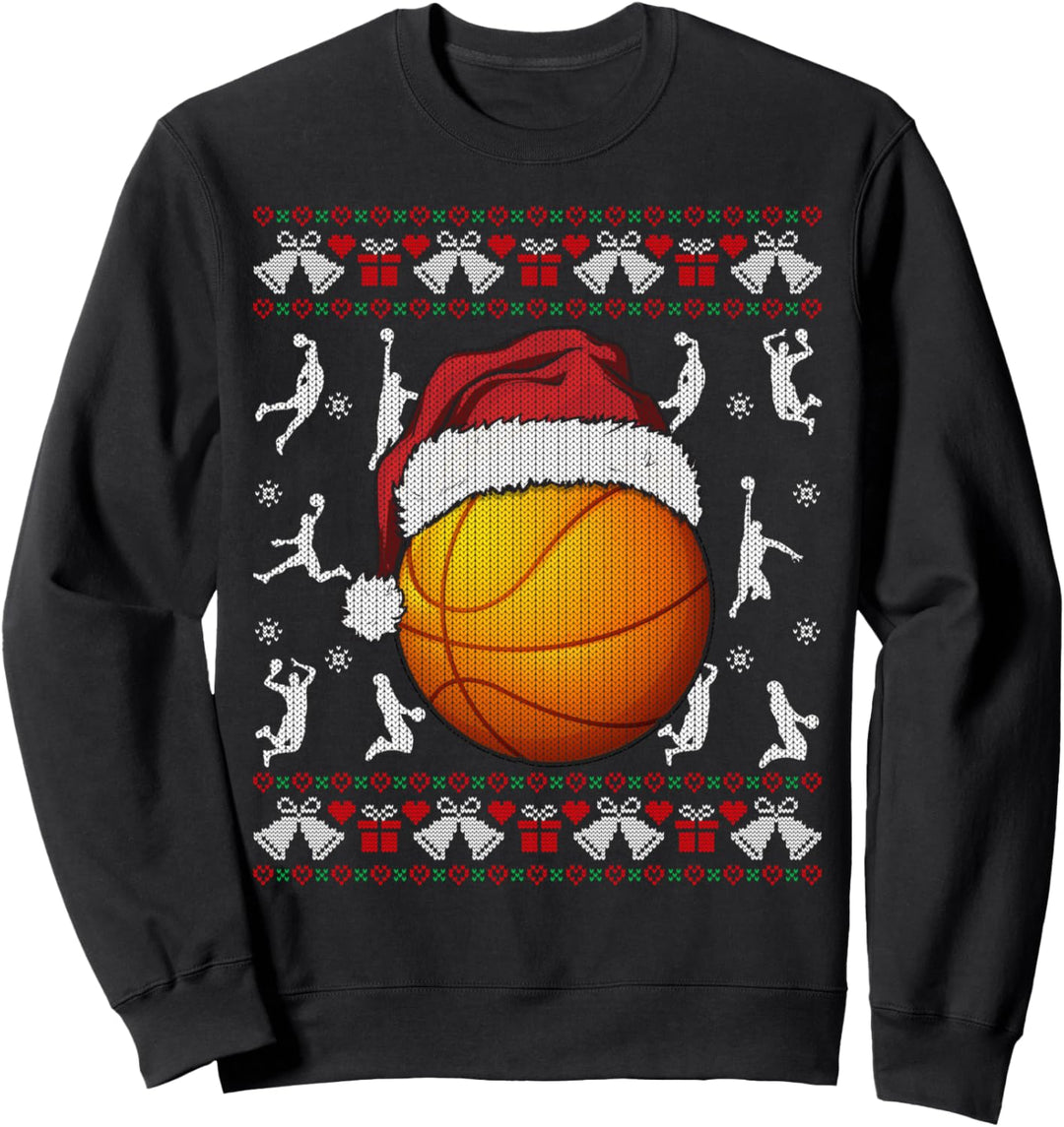 Basketball Ball Santa Hat Ugly Christmas Sweater Gift Sweatshirt