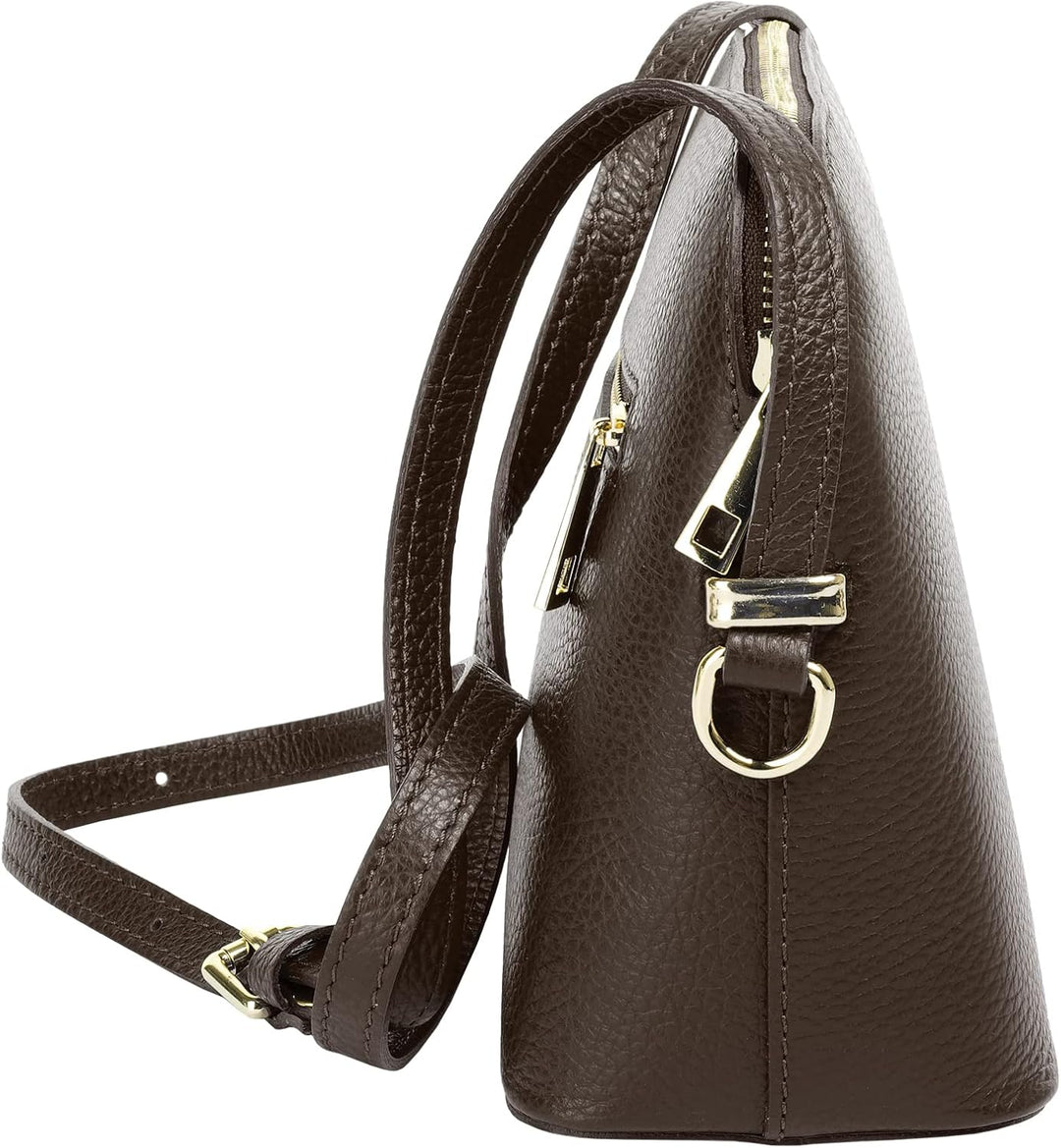 Cluty Umhängetasche Echt Leder Damen | Made in Italy, Smartphonefach, Handtasche aus Leder, Crossbod