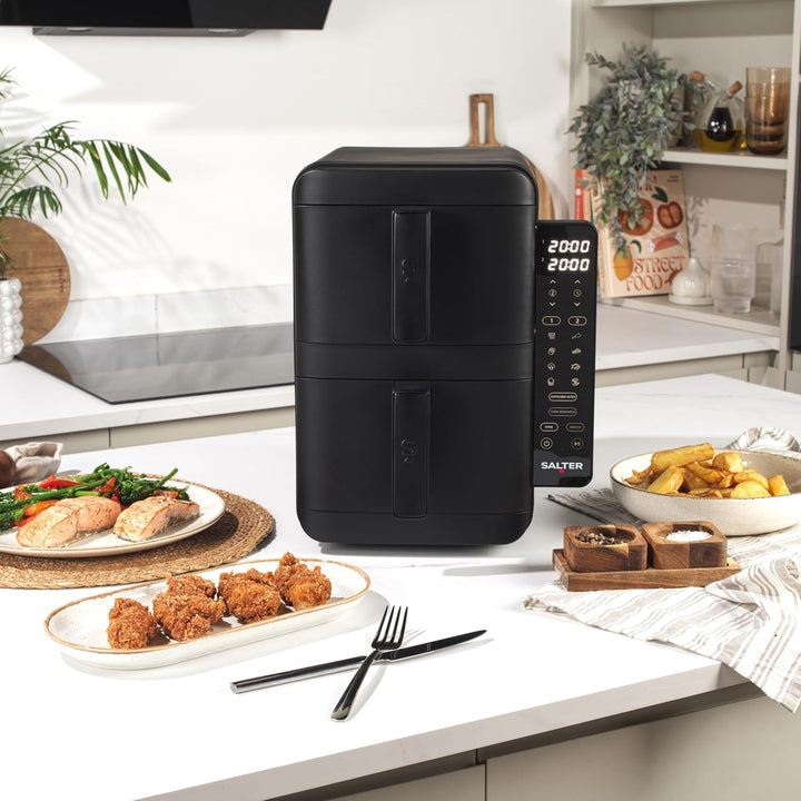 Salter VertiCook Ultra Stapelbare Heissluftfritteuse – 9 L Digitale Heissluftfritteuse, 2 x 4,5L Kör