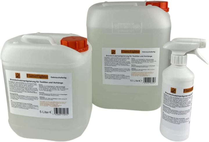 FlameFighter - 5 Liter Brandschutzimprägnierung Textilien und Vorhänge - Brandausbreitungstest besta