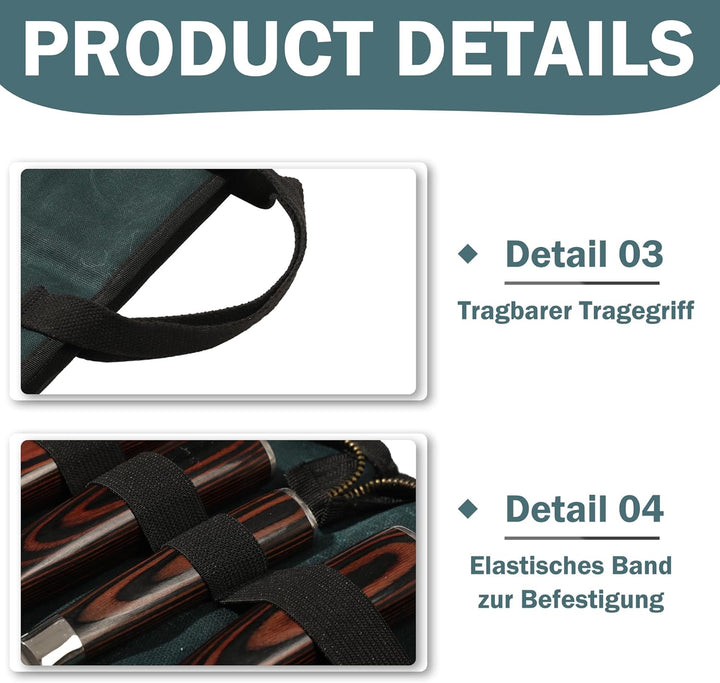 Kochmesser Rolltasche 5 Slots, Messertasche für Köche, Küchenwerkzeugtasche für Küchenmesserset, was