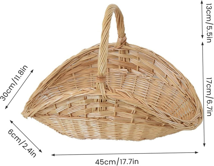 Picknickkorb aus Weide, Weidenkorb mit Griff, grosses muschelförmiges Rattan für Ernte, Picknick und