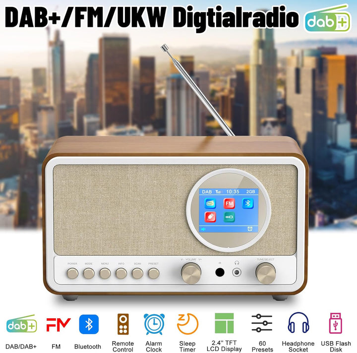 DAB+/FM Radio mit Bluetooth, Digital Radio Küchenradio DAB Plus Radio mit Fernbedienung Küchenradio