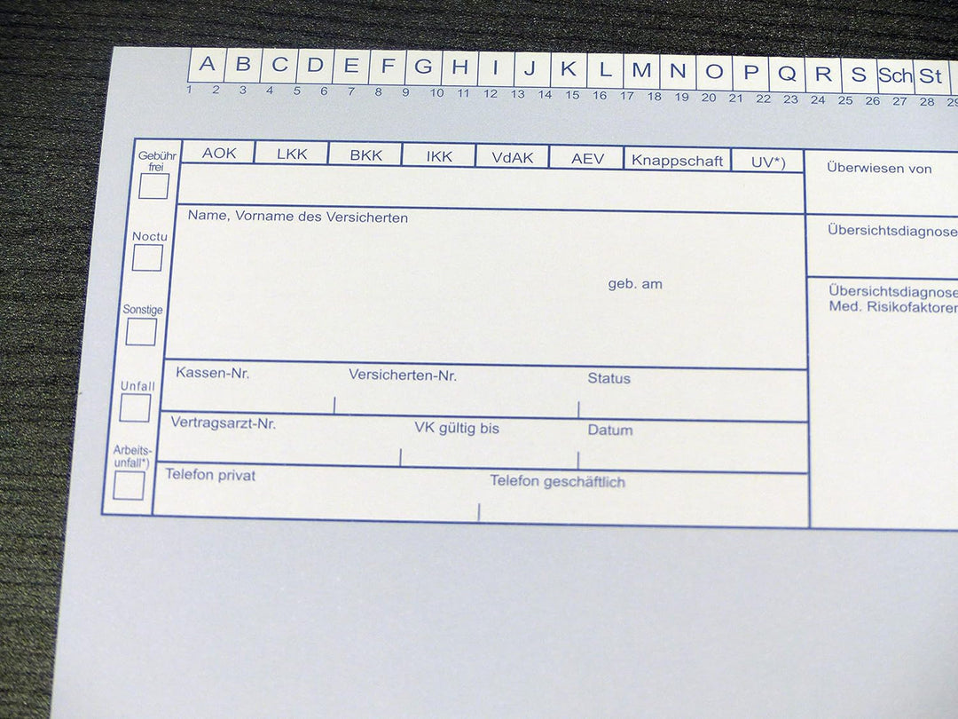 250 Stück Patientenkarteikarten in Blau - geschlossen DIN A5 für Krankengymnastik/Physiotherapie/Ärz