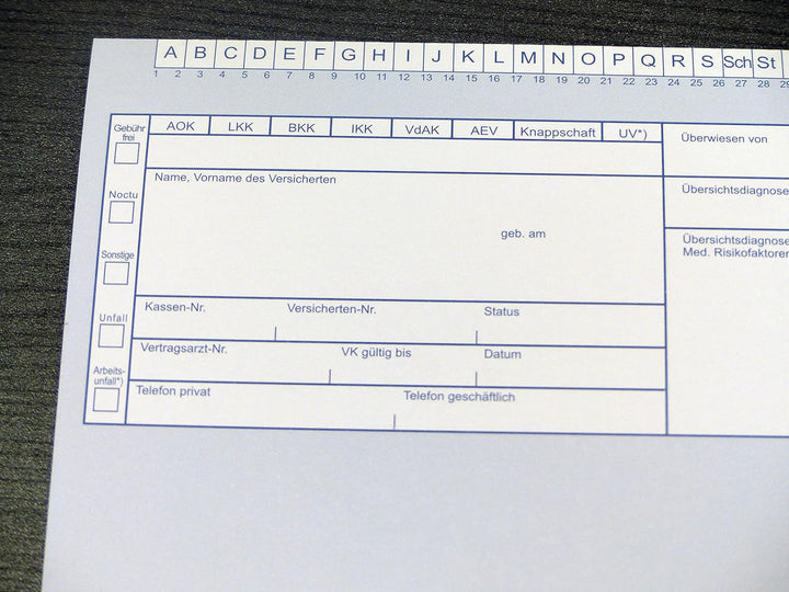 250 Stück Patientenkarteikarten in Blau - geschlossen DIN A5 für Krankengymnastik/Physiotherapie/Ärz