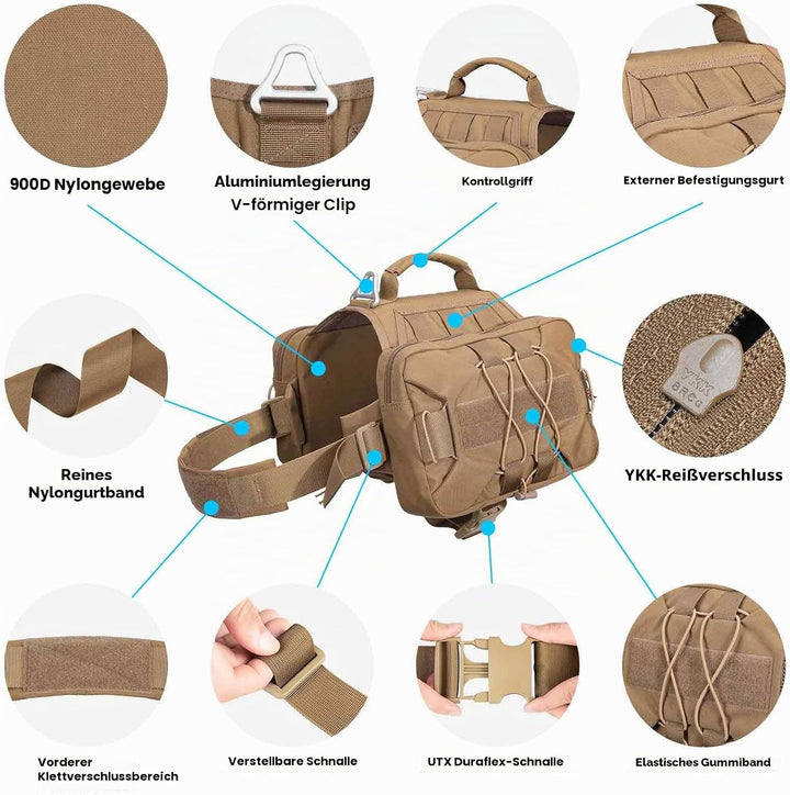EXCELLENT ELITE SPANKER Dog Pack Hound Hundesatteltasche Rucksack für Reisen Camping Wandern mittler