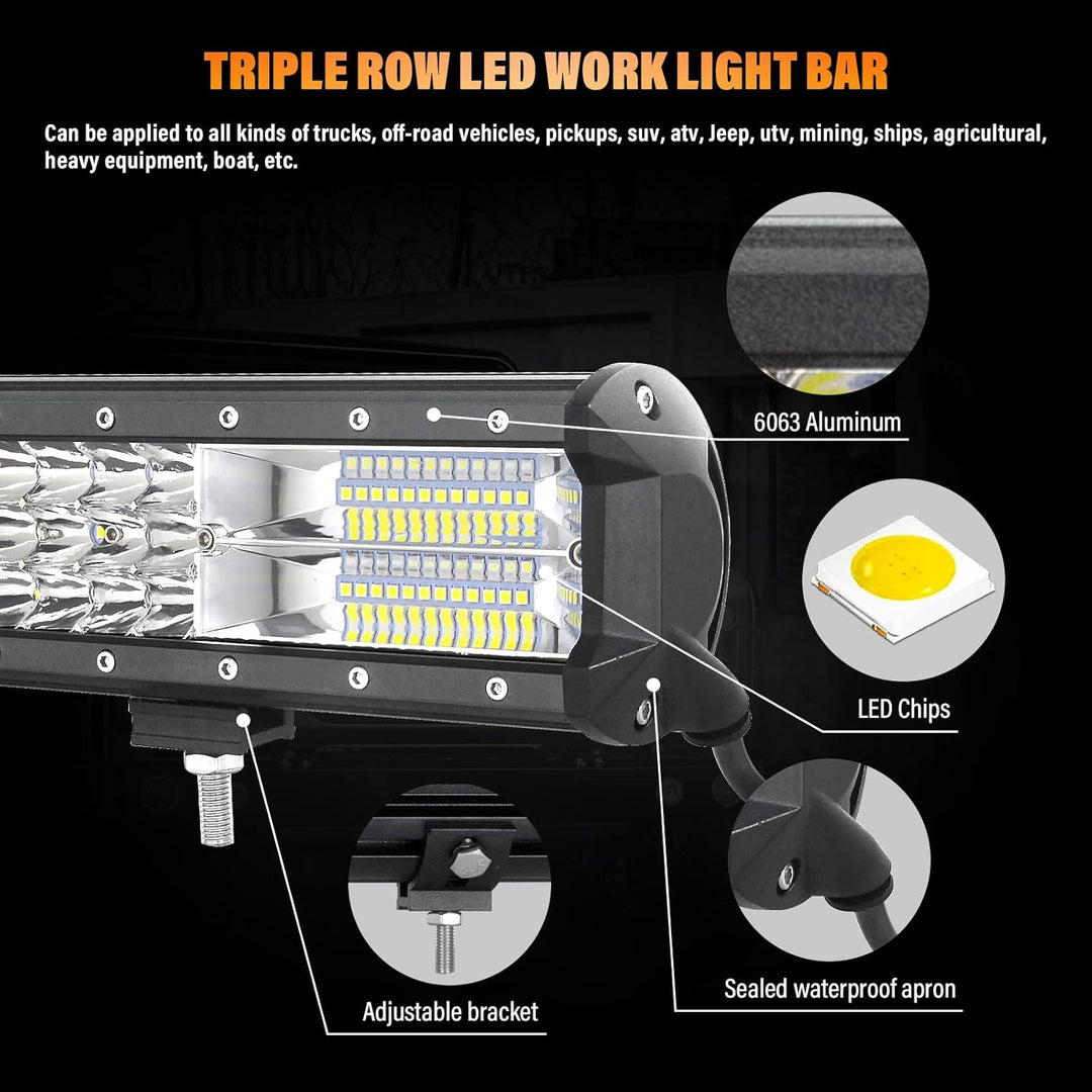 SKYWORLD LED Arbeitsscheinwerfer Bar 52cm 288W Zusatzscheinwerfer 12V 24V IP67 Wasserdicht Flutlicht