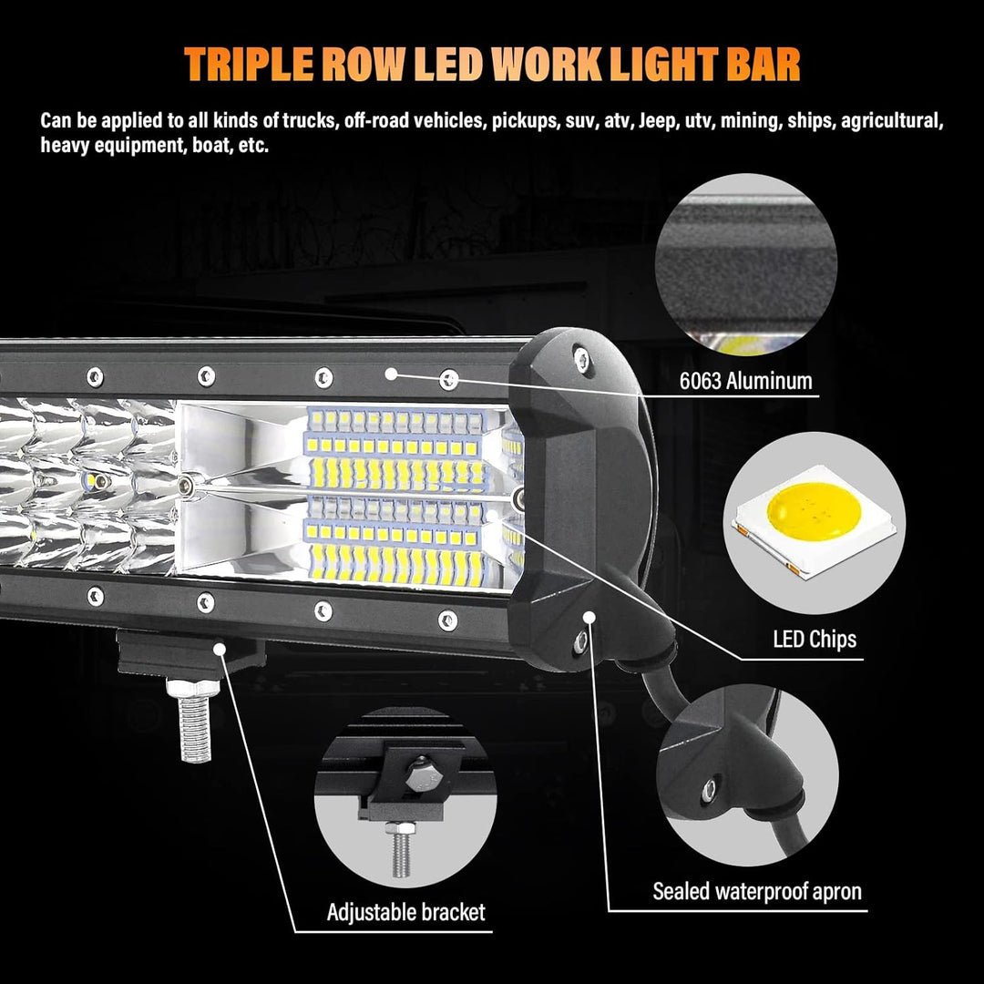 LED Arbeitsscheinwerfer Bar, SKYWORLD 23 Zoll 324W LED Scheinwerfer Lightbar 12V 24V mit Kabelbaum F