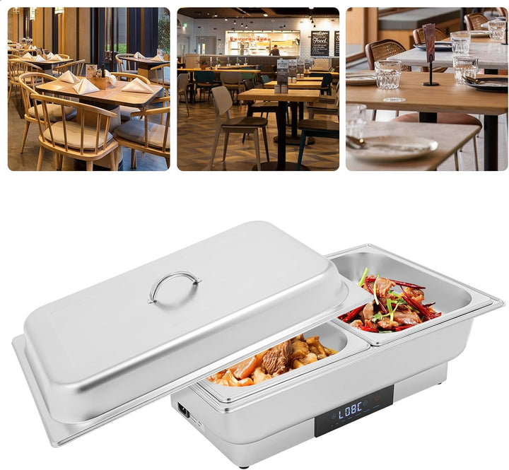 Elektrisches Buffetwärmer Speisenwärmer Chafing Dish Buffet Server Edelstahl Speisenwärmer mit Tempe