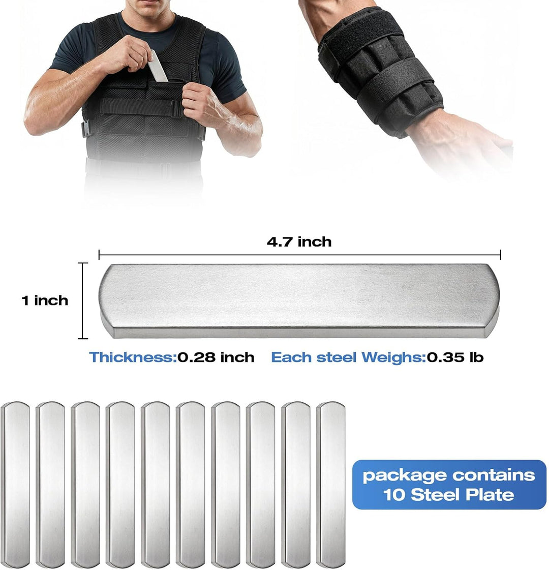 10 Stück Stahlplatten für Gewichtsweste, Krafttraining Gewicht splatten für Gewichtswesten 12CM, 12C