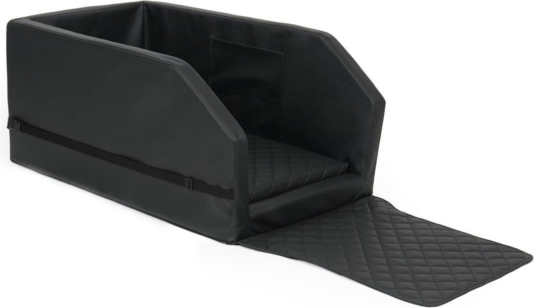 Autohundebett Hunde-Autositz Hundebett Rückbank Hundesitz Anschnallgurt 55x100 (Farbe: schwarz - wei