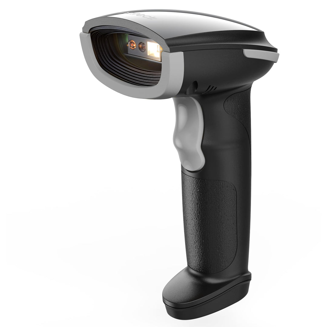 Inateck Barcode Scanner Kabellos, 1D 2D QR Code Scanner, BCST-23 Grau | 3-in-1 mit Bluetooth, 2,4 GH