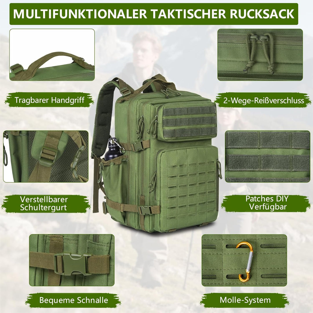 OUUTMEE 40L Taktischer Rucksack 900D Nylongewebe Jagd Rucksäcke Outdoor-Überlebensrucksack Rucksack