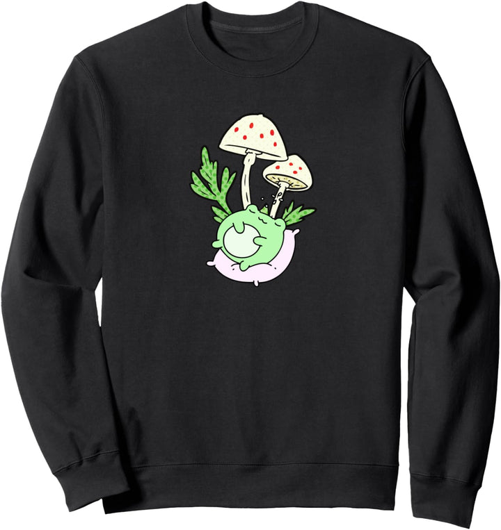 Kawaii Frosch schlafend unter dem Pilz Sweatshirt