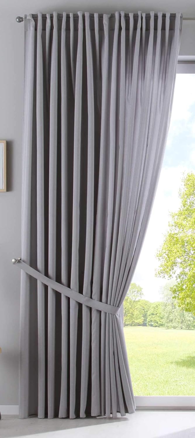 2er Set Vorhänge Verdeckte Schlaufen Cationic »JENA« HxB 225x140 cm Silber Blickdicht Leinen Optik G
