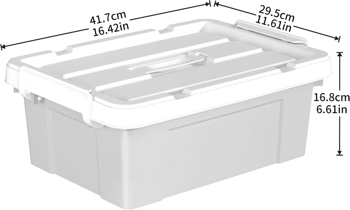 Cetomo 15 l x 6 Kunststoff-Aufbewahrungsbox, Tragetasche, Organisationsbehälter mit robustem Deckel