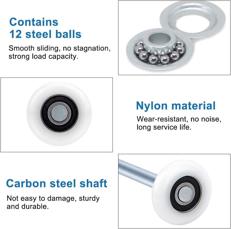 INCREWAY Türrollen, 10 Stück, 5,1 cm, 11 Kugel, Nylon, Garagenfenster-Rollen mit 10,2 cm Vorbau, Obe