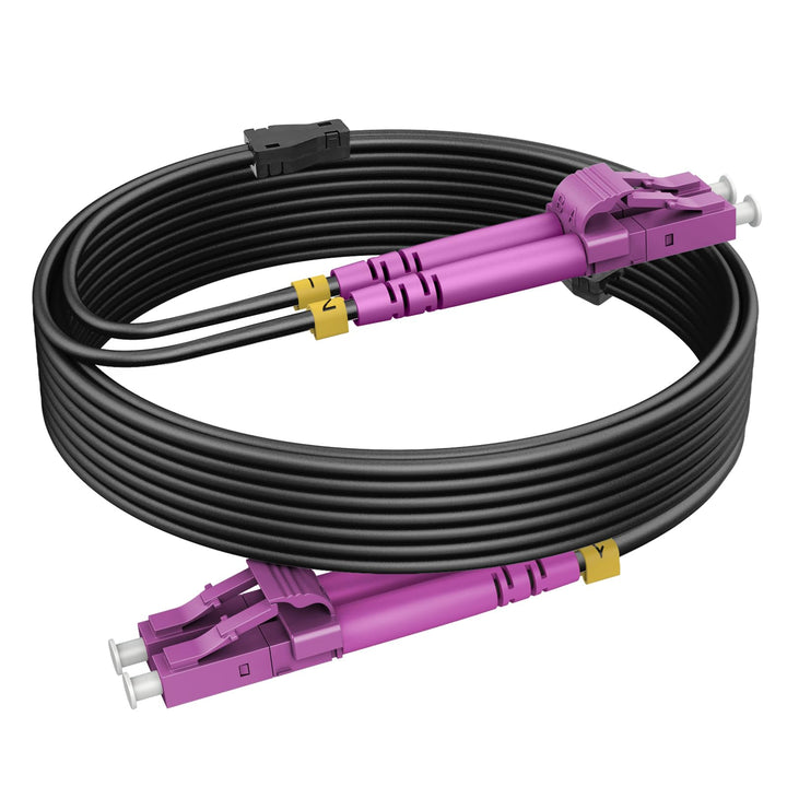 10m Gepanzerte Glasfaser-Kabel OM4 LC auf LC Duplex Multimode, LWL-Kabel für den Innen- und Aussenbe