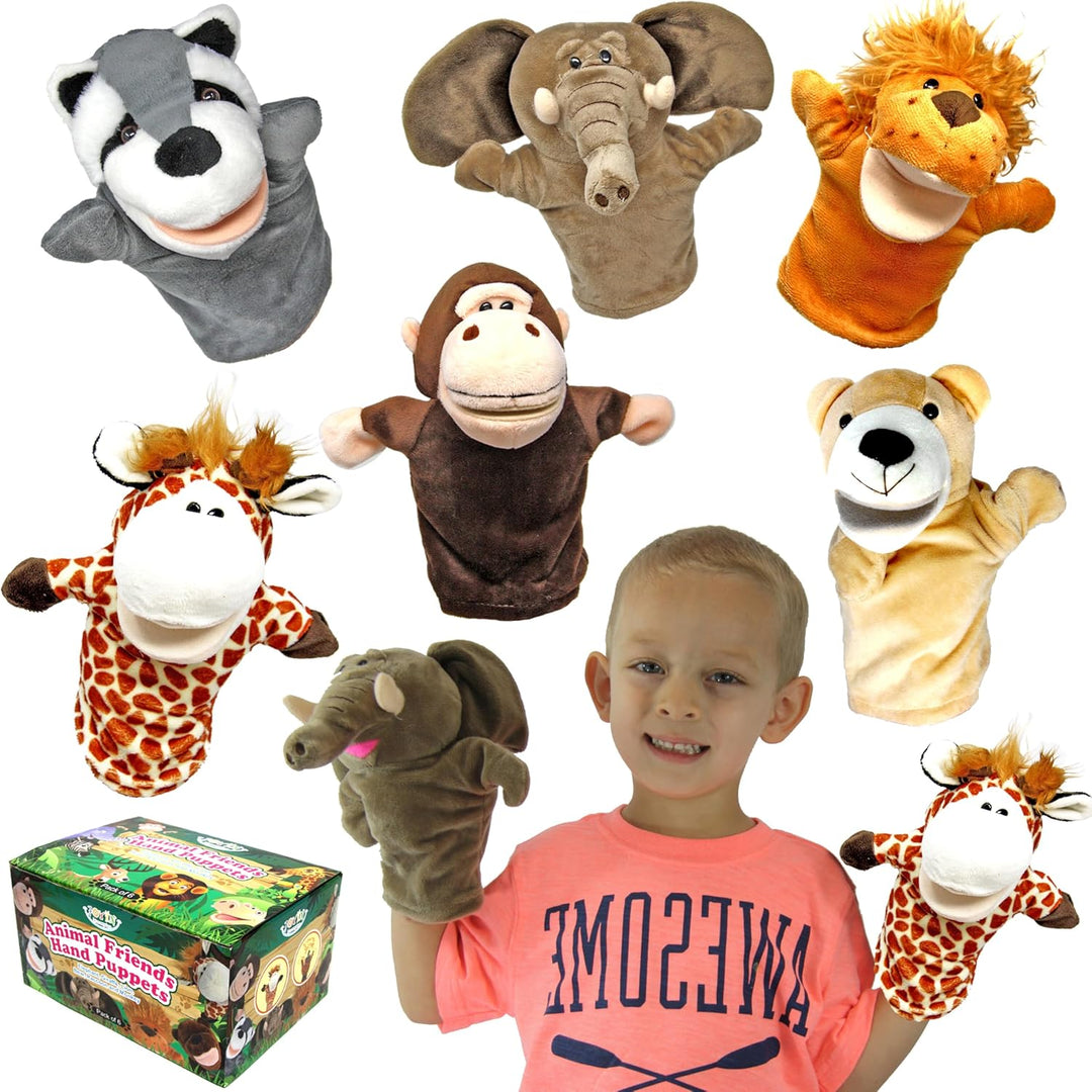 JOYIN 6 Stück Tier Handpuppen Spielzeug Set für Kinder,Freunde Im Tiergarten, Deluxe plüschtiere Kin